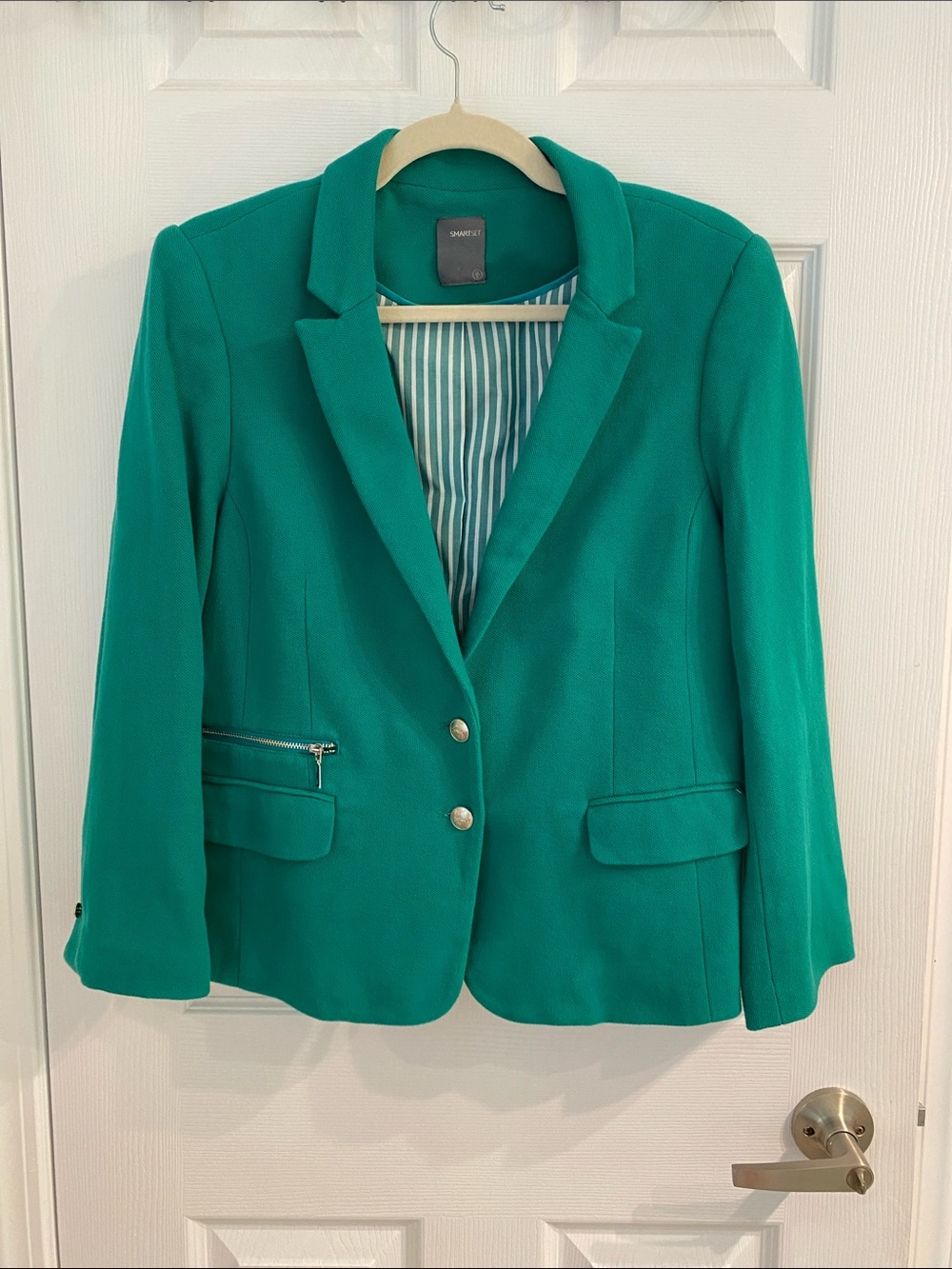 Vintage Smart Set Teal Green Single-Breasted Blazer size Large circa 2010